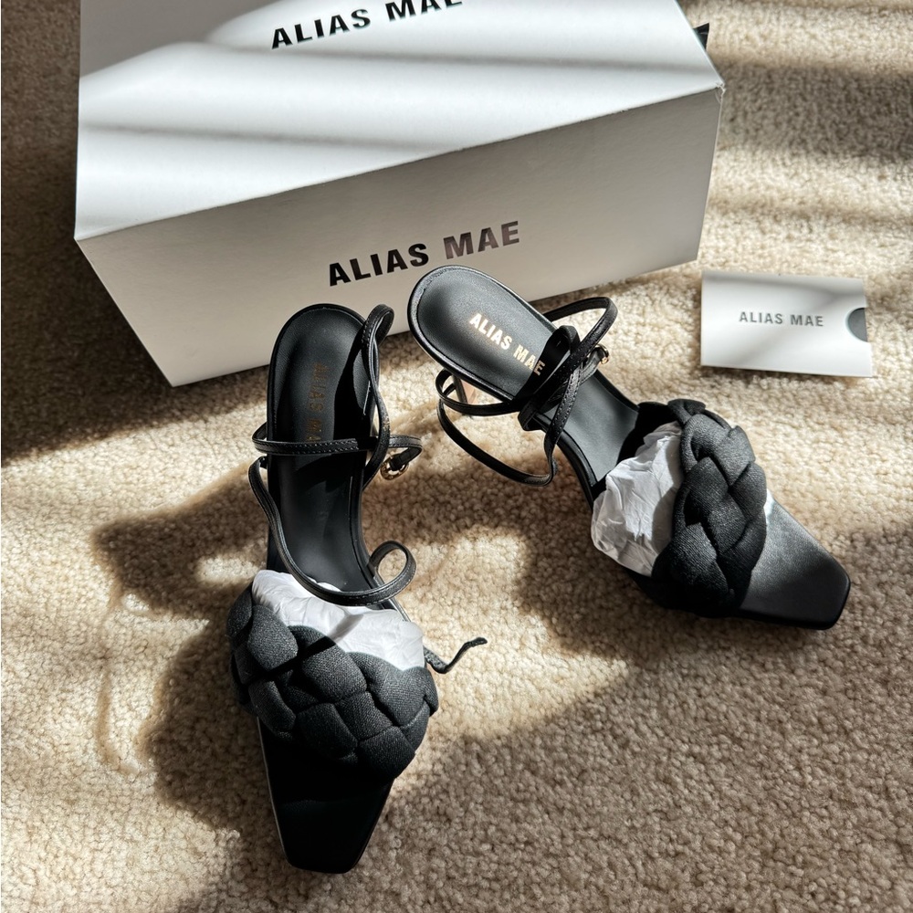 Alias Mae Black Braided Heels US 6